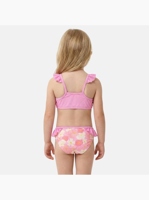 Disney - Maillot de bain fille 2 pièces rose à fleurs motif personnage - Kiabi