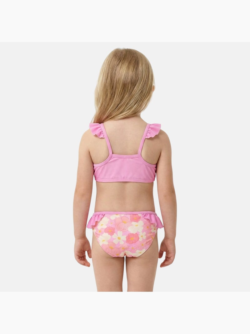 Disney - Maillot de bain fille 2 pièces rose à fleurs motif personnage Rose - Kiabi