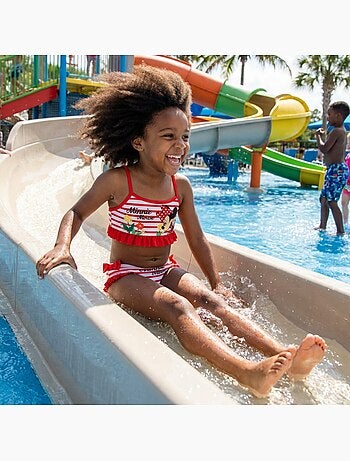 Disney - Maillot de bain fille 2 pièces rouge rayé avec volants motif personnage