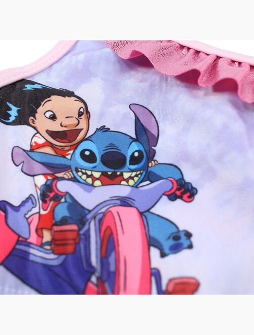 Maillot De Bain 1 Pièce Fille Lilo Et Stitch - Rayures, Volants, 85% Polyester 15% Elasthanne