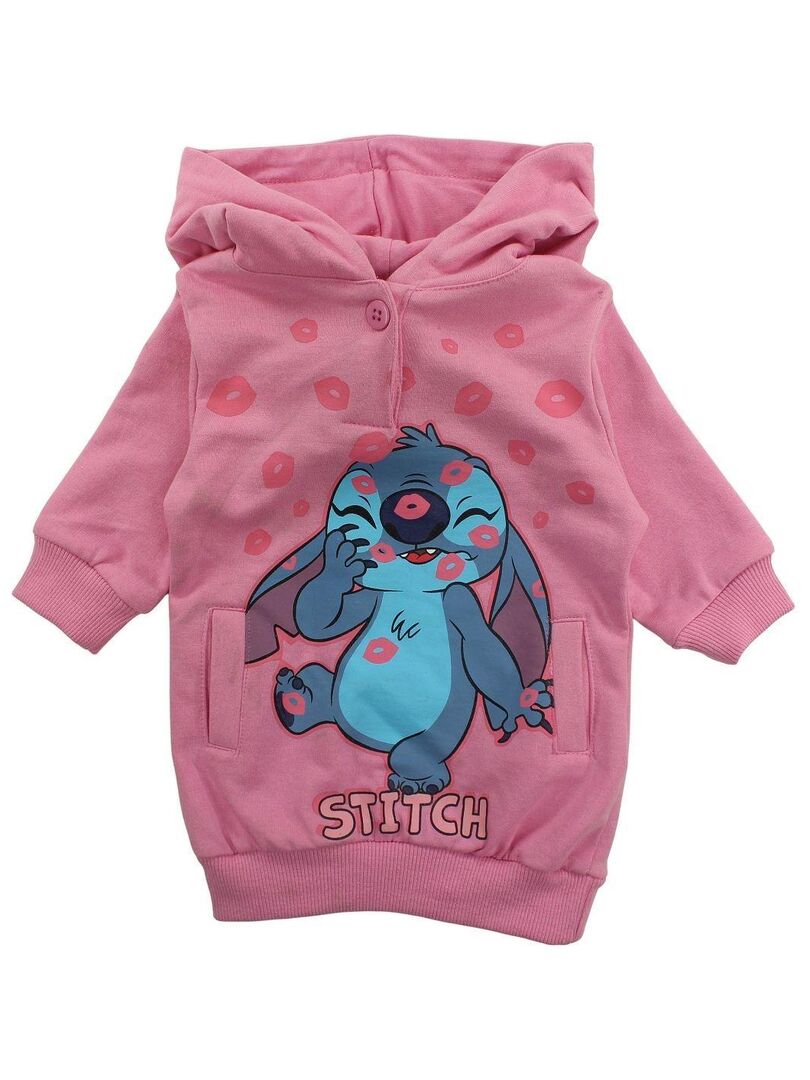 Disney - Robe bébé fille imprimé Lilo Et Stitch en coton - Rose