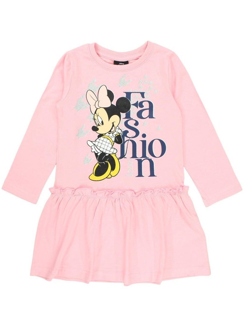 Disney - Robe fille imprimé Minnie en coton Rose - Kiabi