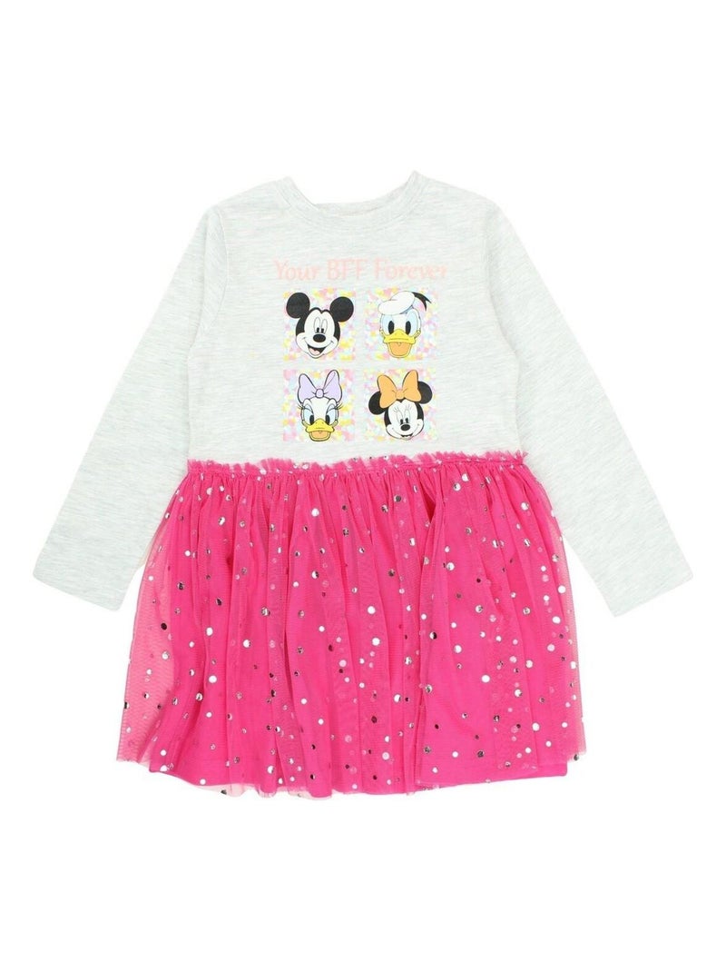 Disney - Robe fille imprimé Minnie en coton Rose fushia - Kiabi
