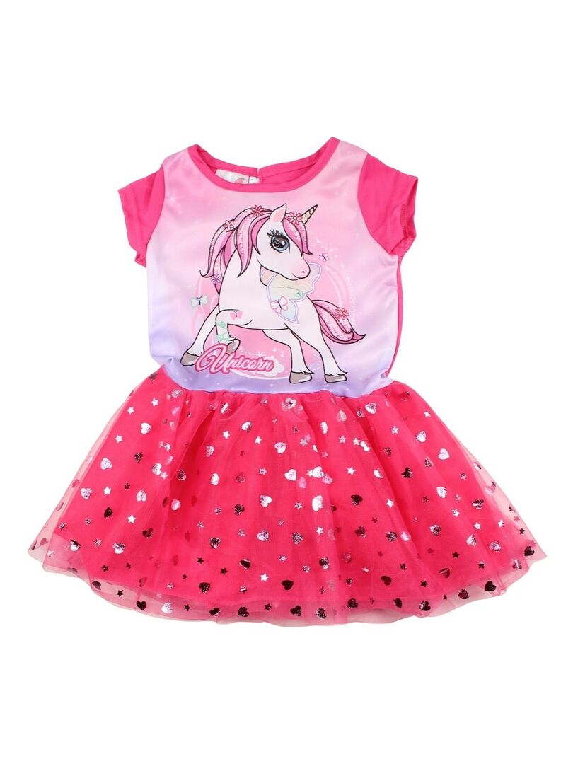 Disney - Robe fille imprimé Unicorn Valley Rose fushia - Kiabi