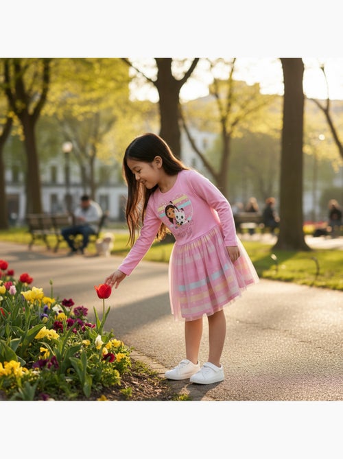 Disney - Robe fille imprimée manches longues tulle - Kiabi