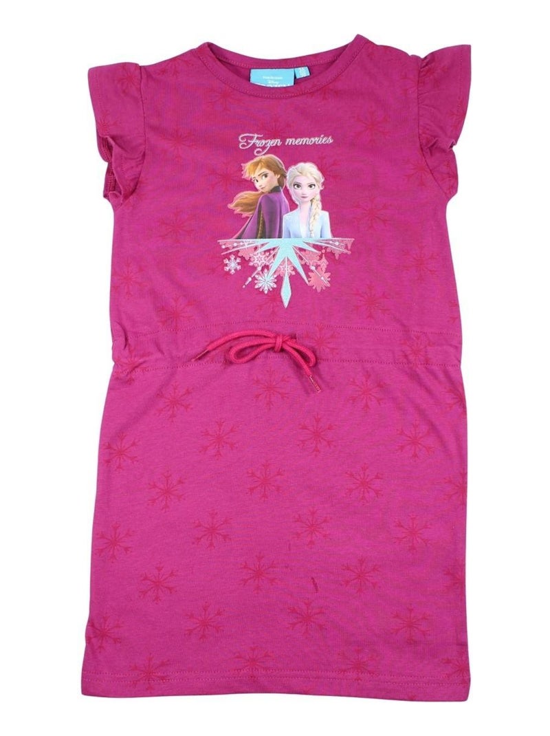 Disney - Robe imprimé La Reine Des Neiges en coton Bordeaux - Kiabi