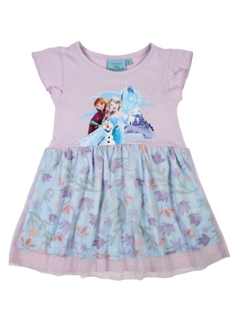 Disney - Robe imprimé La Reine Des Neiges en coton Mauve - Kiabi