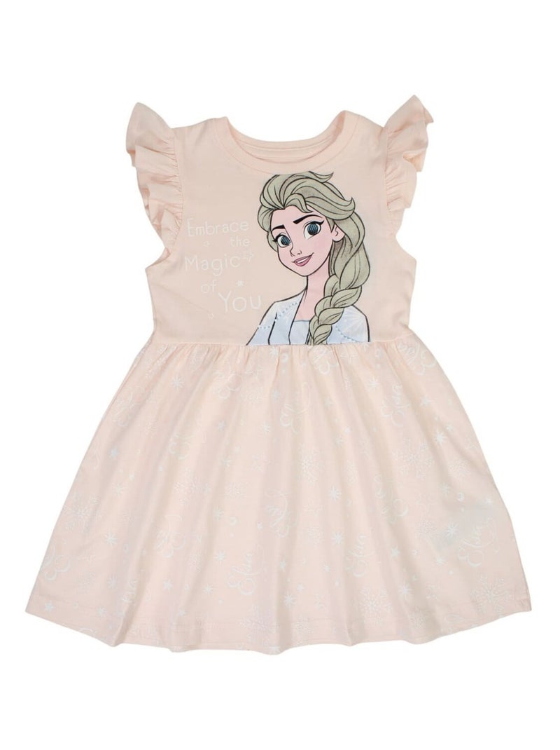 Disney - Robe imprimé La Reine Des Neiges en coton Orange - Kiabi