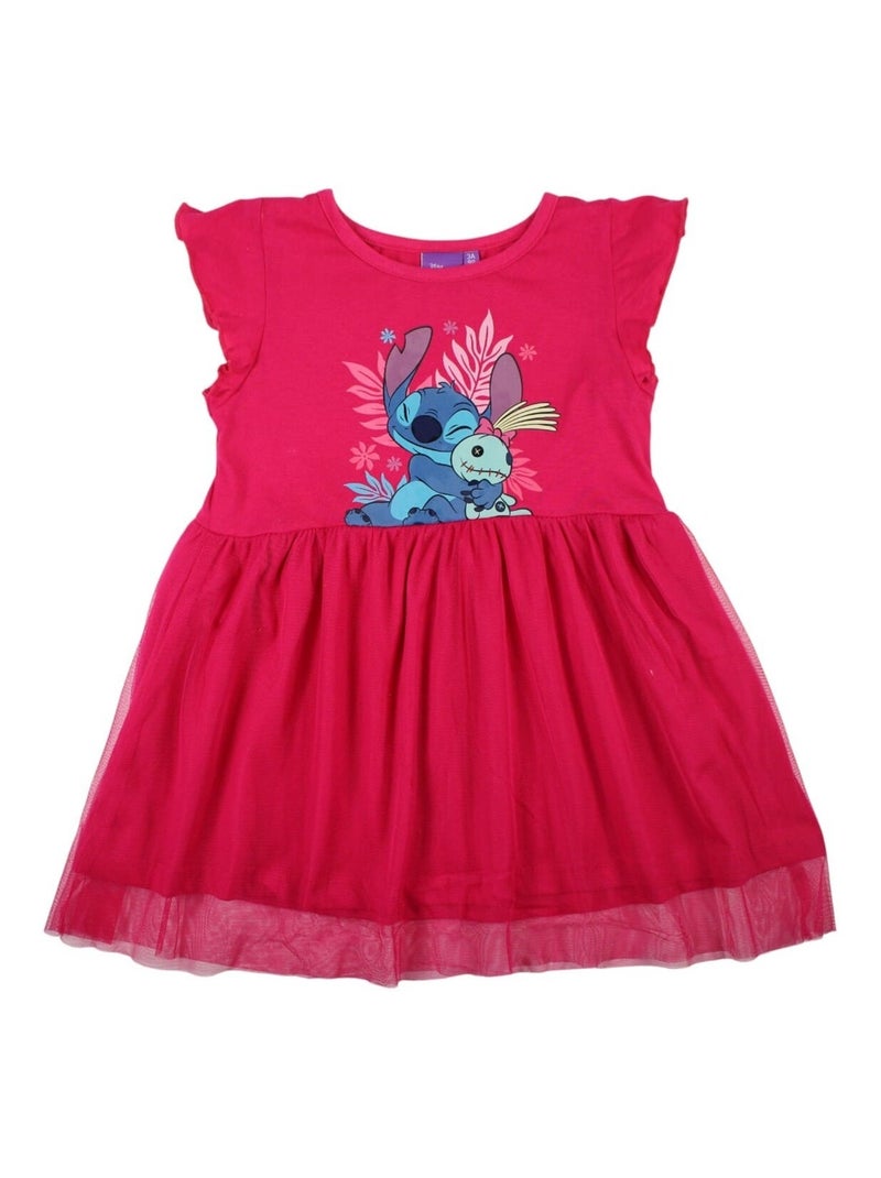 Disney - Robe imprimé Lilo Et Stitch en coton Rose fushia - Kiabi