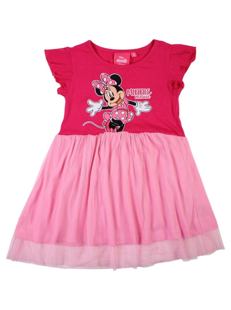 Disney - Robe imprimé Minnie en coton Rose fushia - Kiabi