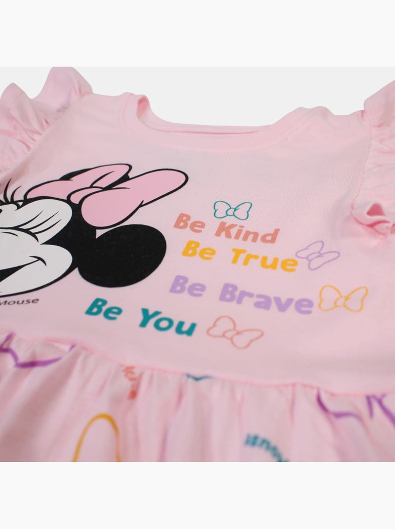 Disney - robe imprimée à manches volantées, col rond Rose - Kiabi