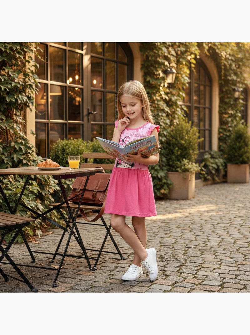 Disney - robe imprimée avec jupe en tulle, coupe décontractée, col rond et manches courtes Rose - Kiabi