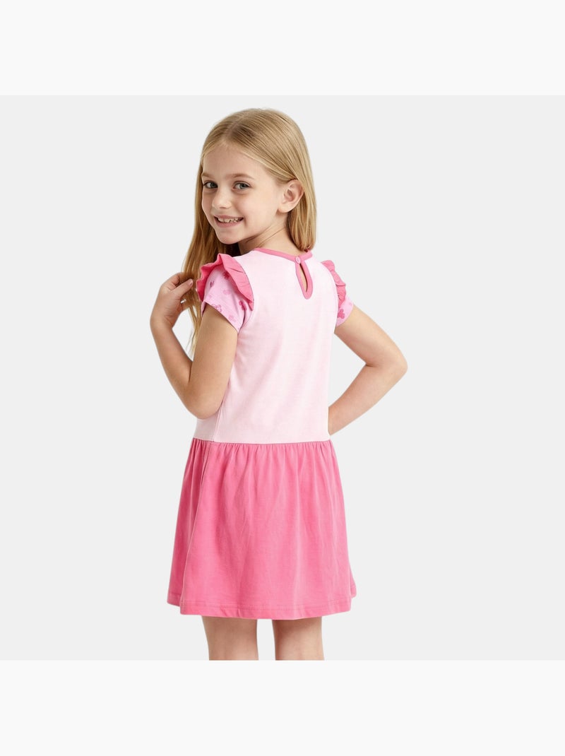 Disney - robe imprimée avec jupe en tulle, coupe décontractée, col rond et manches courtes Rose - Kiabi