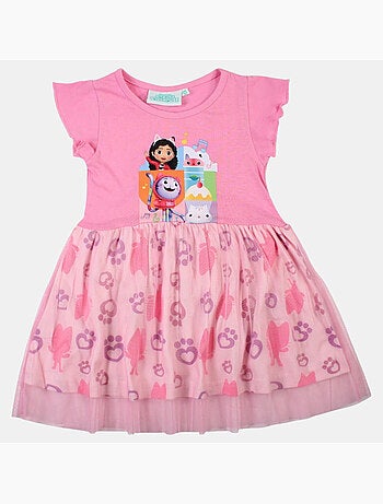 Disney - robe imprimée avec jupe en tulle, coupe décontractée, col rond et manches courtes