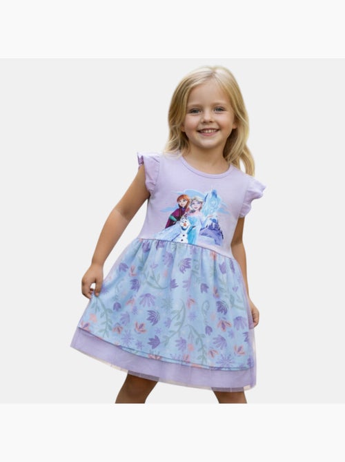 Disney - robe imprimée avec jupe en tulle, coupe décontractée, col rond et sans manches - Kiabi