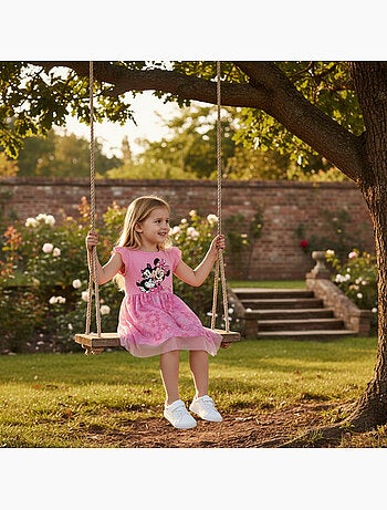 Disney - robe imprimée avec jupe en tulle, coupe décontractée, col rond et sans manches