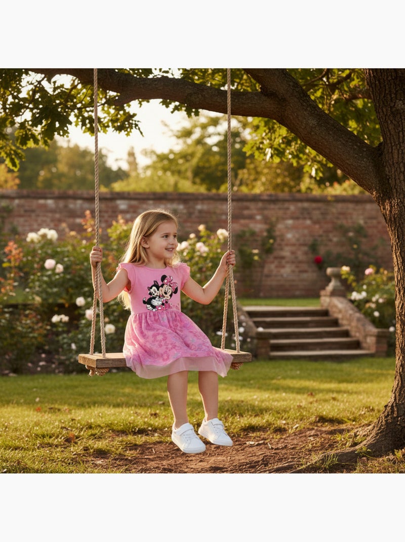 Disney - robe imprimée avec jupe en tulle, coupe décontractée, col rond et sans manches Rose - Kiabi
