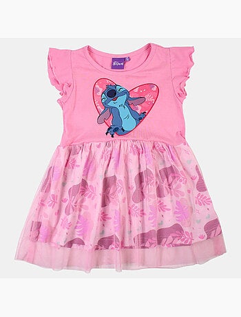 Disney - robe imprimée avec jupe en tulle, coupe décontractée, col rond et sans manches