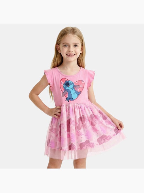 Disney - robe imprimée avec jupe en tulle, coupe décontractée, col rond et sans manches - Kiabi