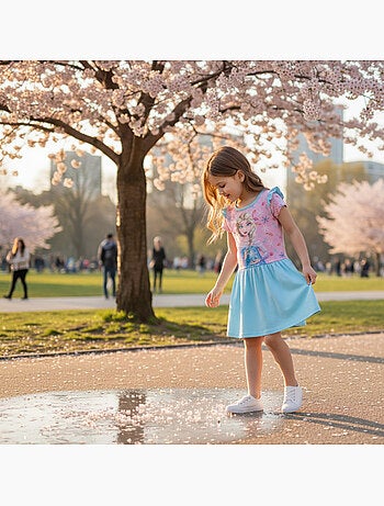Disney - robe imprimée avec jupe en tulle, coupe décontractée, col rond et sans manches