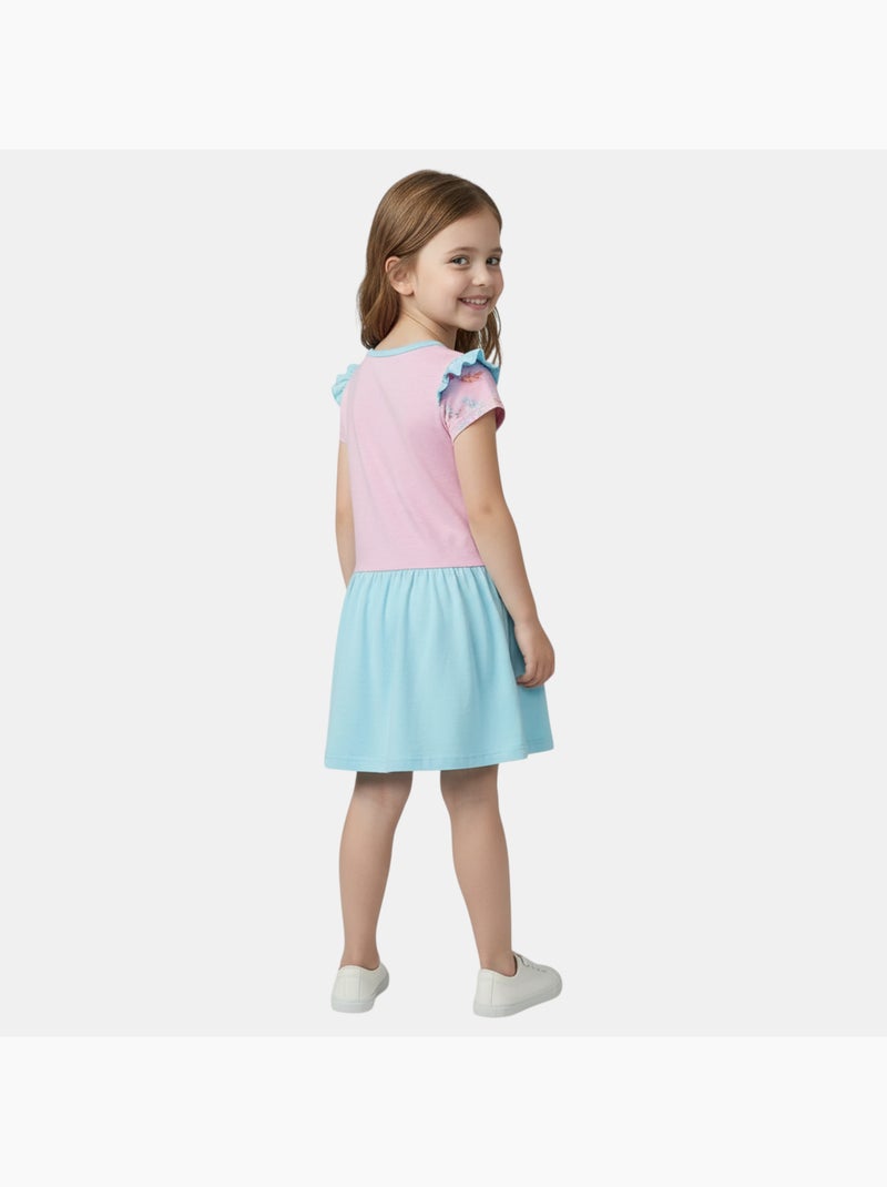 Disney - robe imprimée avec jupe en tulle, coupe décontractée, col rond et sans manches Rose - Kiabi