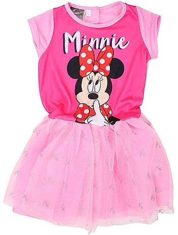 Disney - robe imprimée avec jupe en tulle, coupe droite, col rond et manches courtes