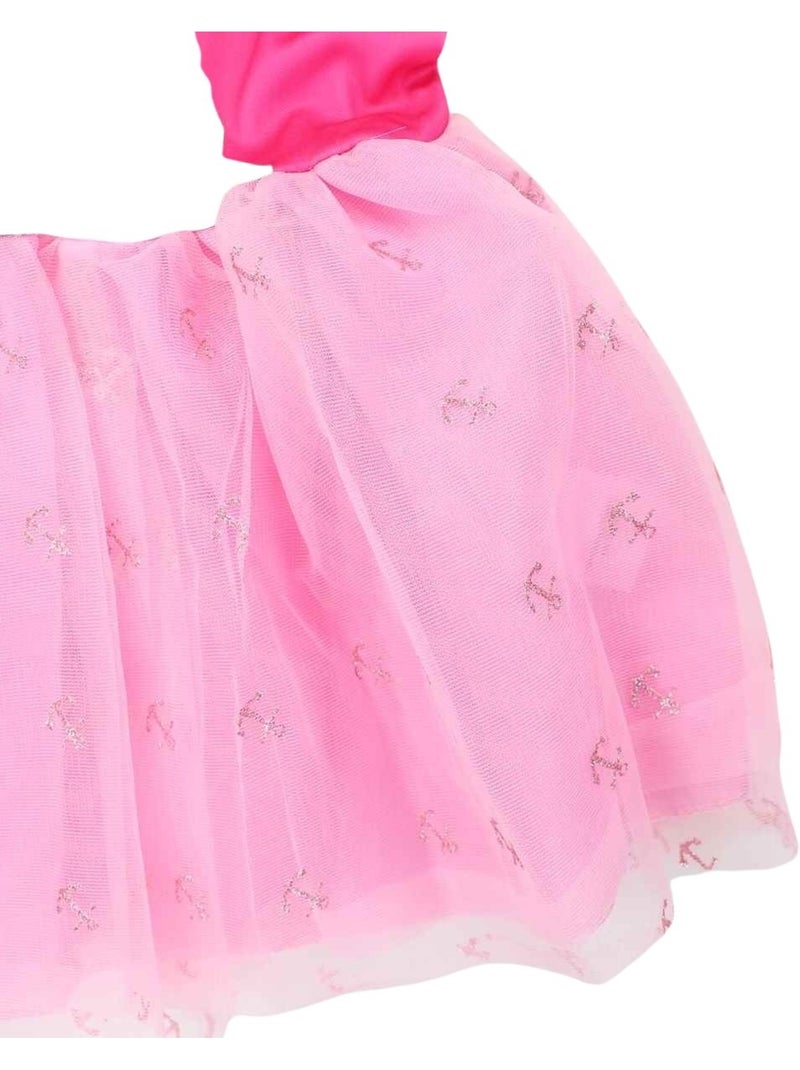 Disney - robe imprimée avec jupe en tulle, coupe droite, col rond et manches courtes Rose - Kiabi