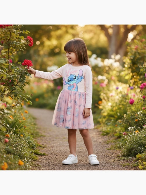 Disney - robe manches longues avec jupe en tulle, col rond - Kiabi Disney - robe manches longues avec jupe en tulle, col rond - Kiabi