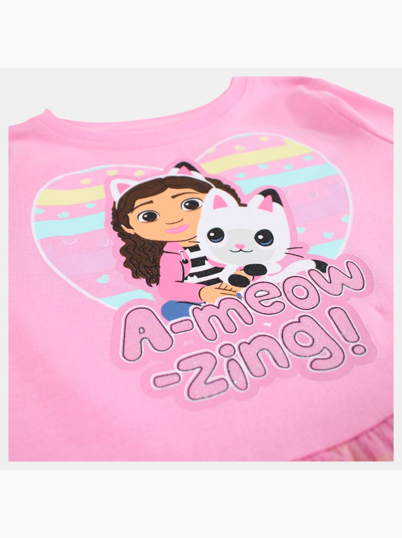 Disney - robe manches longues avec jupe en tulle, col rond Rose - Kiabi