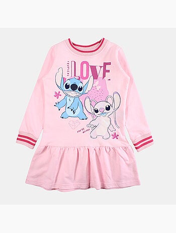Lilo & stitch - robe manches longues imprimée, col rond