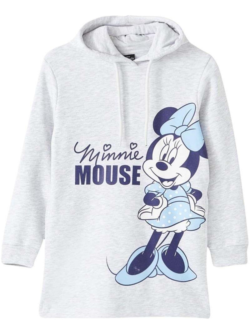 Disney - Robe Pull fille imprimé Minnie en coton Gris - Kiabi