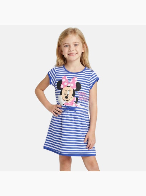 Disney - robe rayée imprimée manches courtes, col rond - Kiabi Disney - robe rayée imprimée manches courtes, col rond - Kiabi