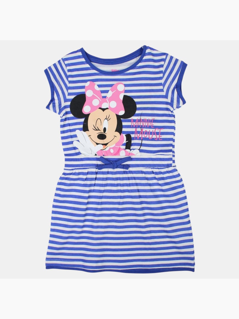 Disney - robe rayée imprimée manches courtes, col rond Bleu marine - Kiabi