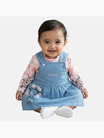 Disney - Robe salopette jeans avec t-shirt manches longues