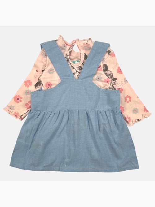 Disney - Robe salopette jeans avec t-shirt manches longues - Kiabi