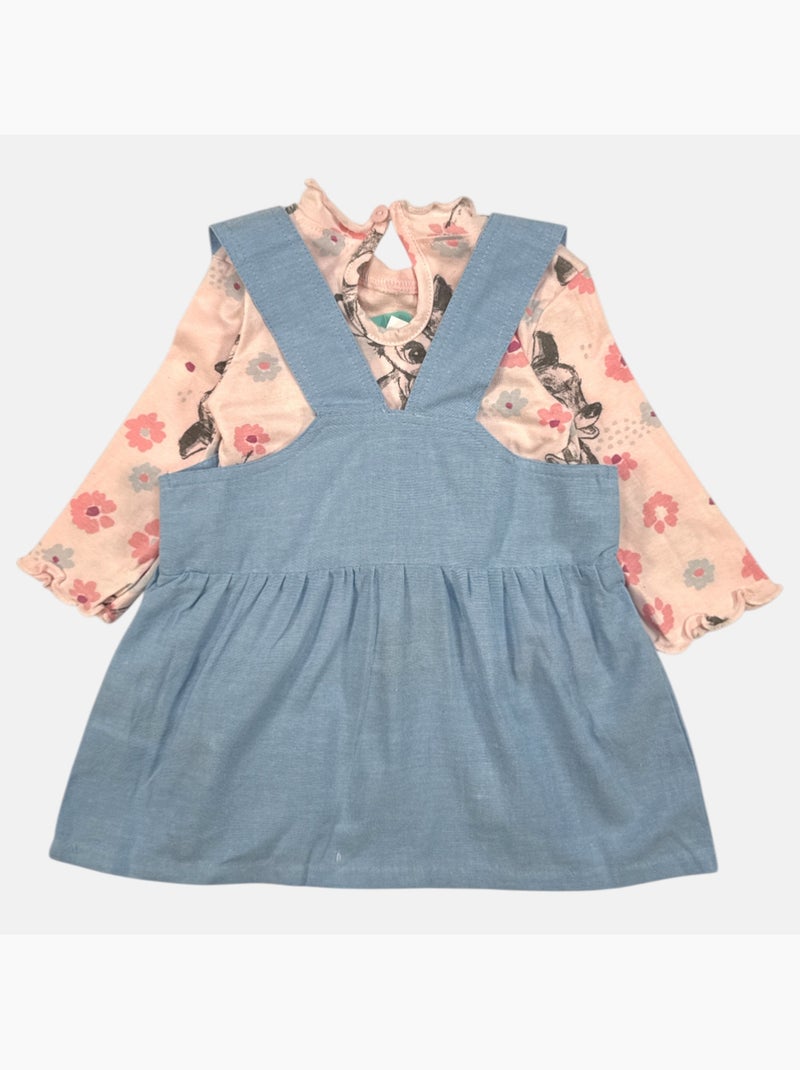 Disney - Robe salopette jeans avec t-shirt manches longues Rose - Kiabi