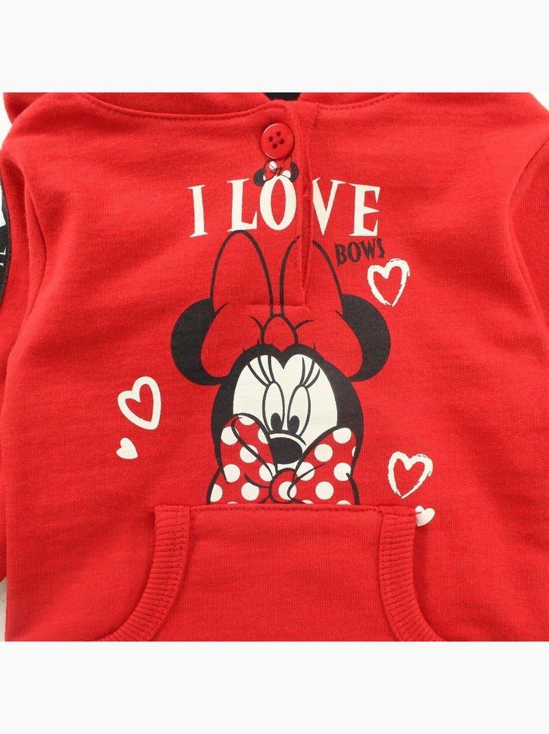 Disney - robe sweat à capuche et poche kangourou, coupe décontractée, col rond et manches longues Rouge - Kiabi