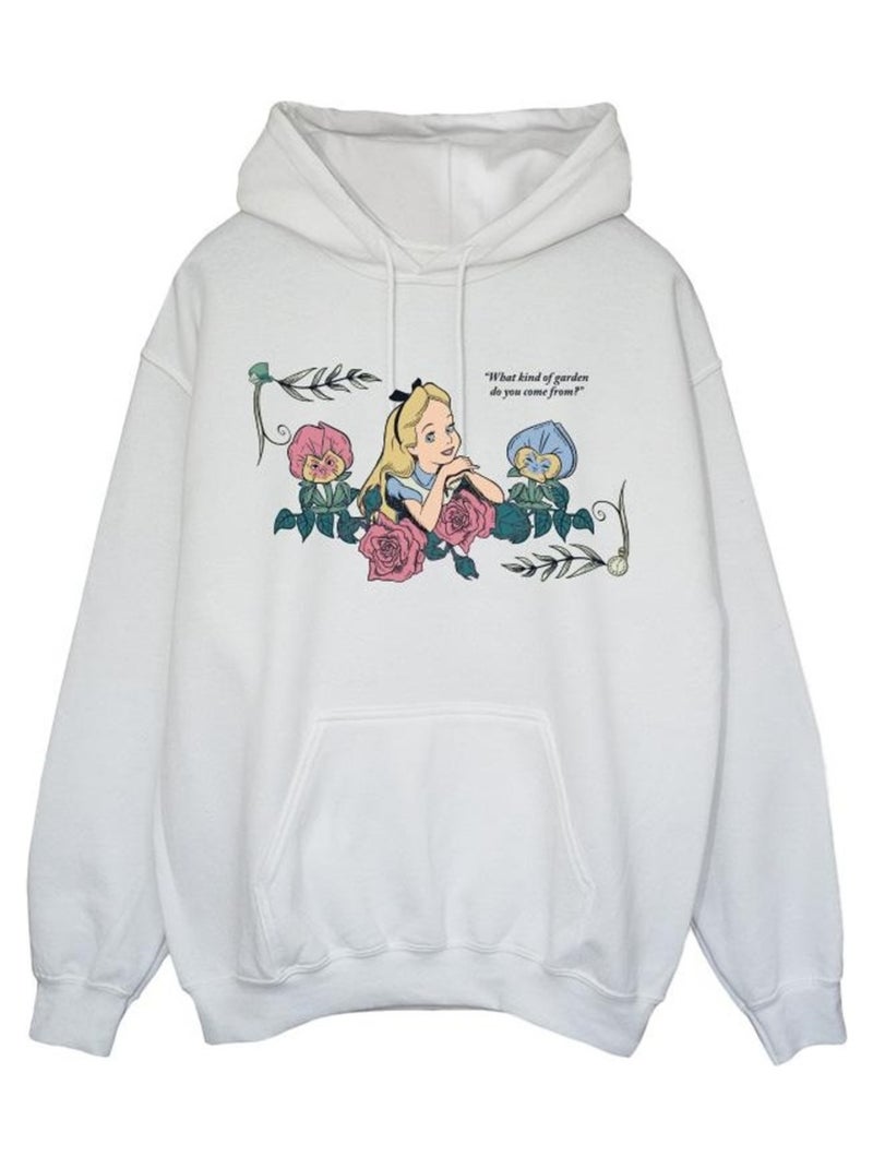 Disney - Sweat à capuche ALICE IN WONDERLAND WHAT KIND OF GARDEN Blanc - Kiabi