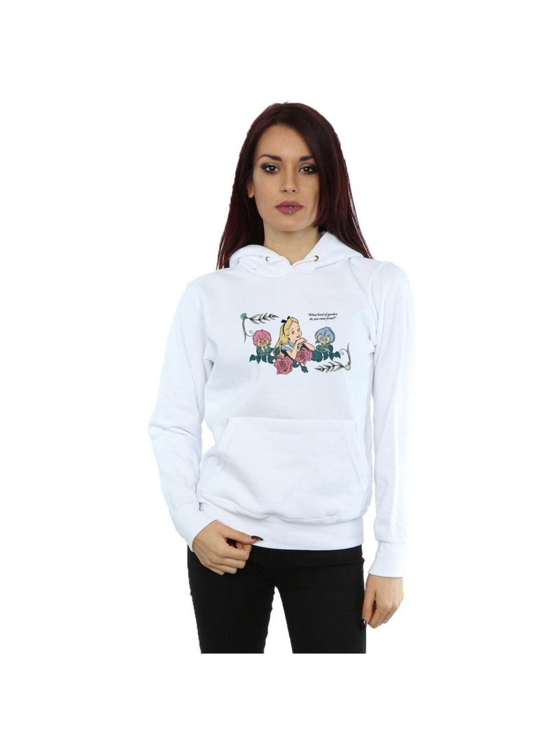 Disney - Sweat à capuche ALICE IN WONDERLAND WHAT KIND OF GARDEN Blanc - Kiabi