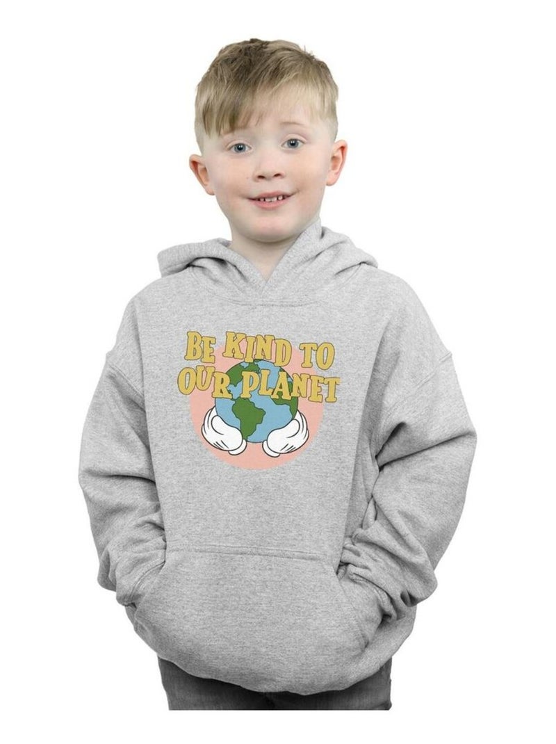 Disney - Sweat à capuche BE KIND TO OUR PLANET Gris chiné - Kiabi