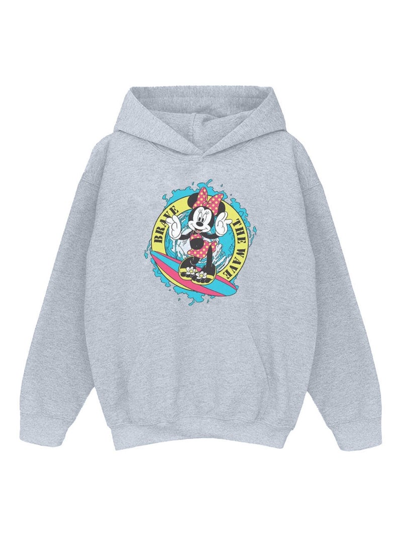 Disney - Sweat à capuche BRAVE THE WAVE Gris chiné - Kiabi