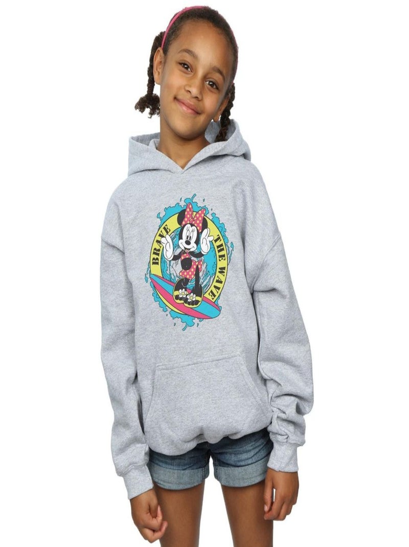 Disney - Sweat à capuche BRAVE THE WAVE Gris chiné - Kiabi