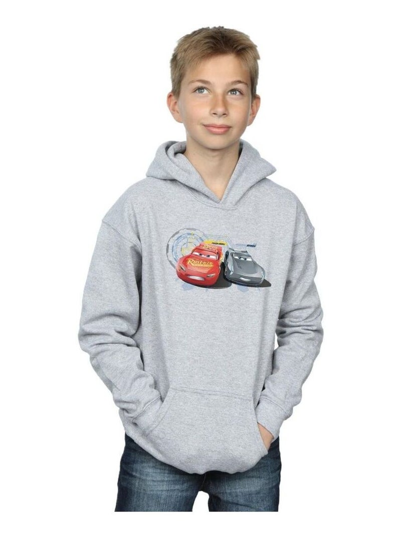 Disney - Sweat à capuche CARS LIGHTNING VS STORM Gris chiné - Kiabi