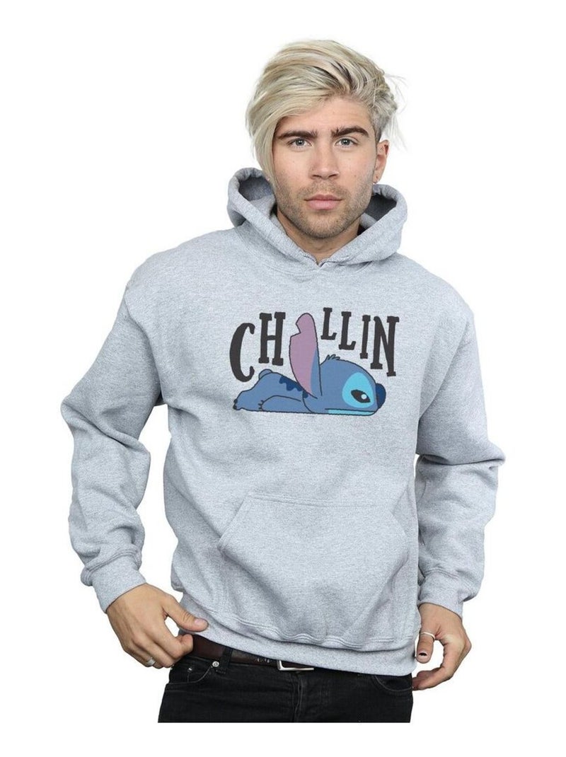 Disney - Sweat à capuche CHILLIN Gris chiné - Kiabi