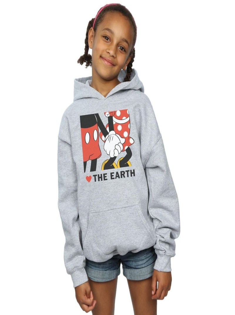 Disney - Sweat à capuche HEART THE EARTH Gris chiné - Kiabi
