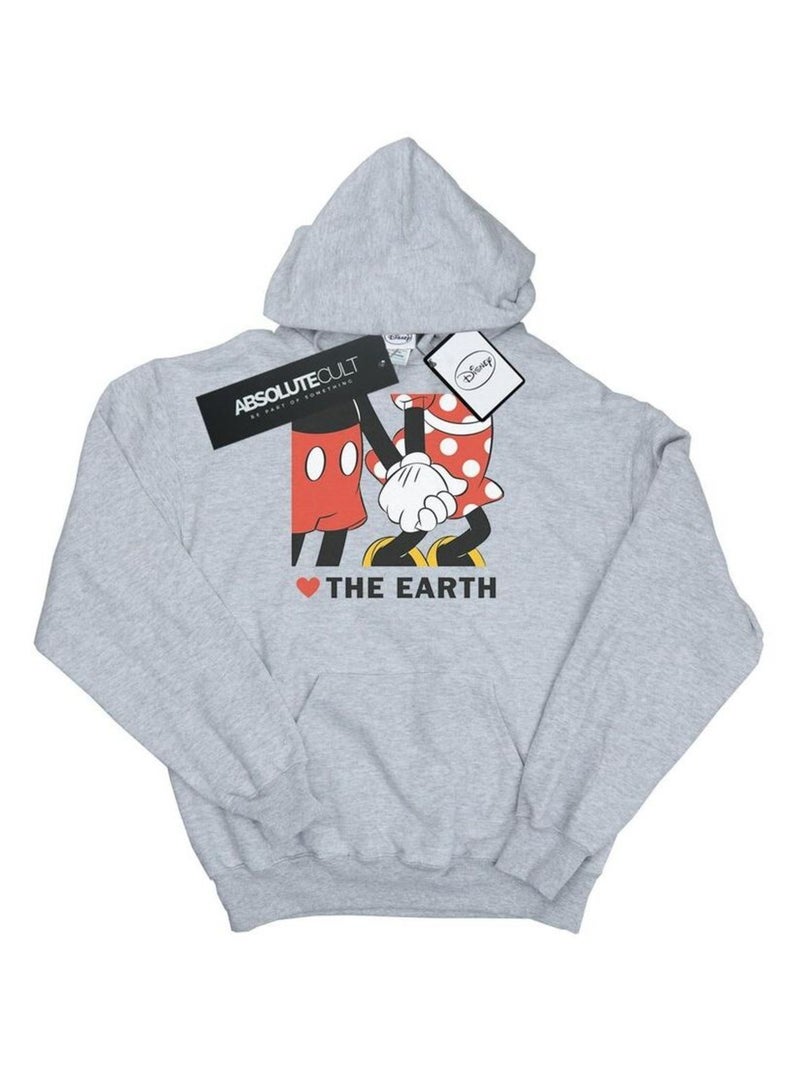 Disney - Sweat à capuche HEART THE EARTH Gris chiné - Kiabi