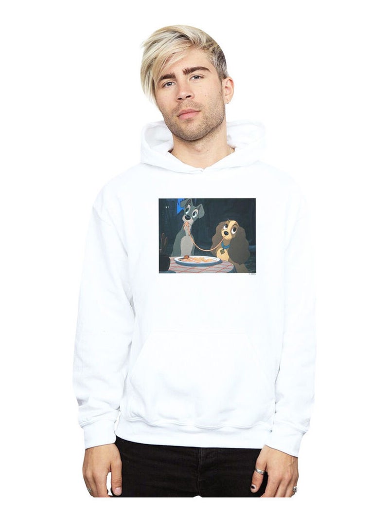 Disney - Sweat à capuche LADY AND THE TRAMP SPAGHETTI SLURP Blanc - Kiabi