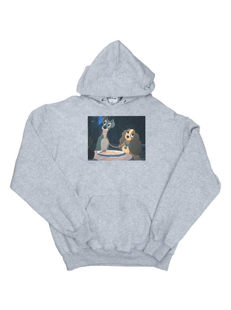 Disney - Sweat à capuche LADY AND THE TRAMP SPAGHETTI SLURP Gris chiné - Kiabi