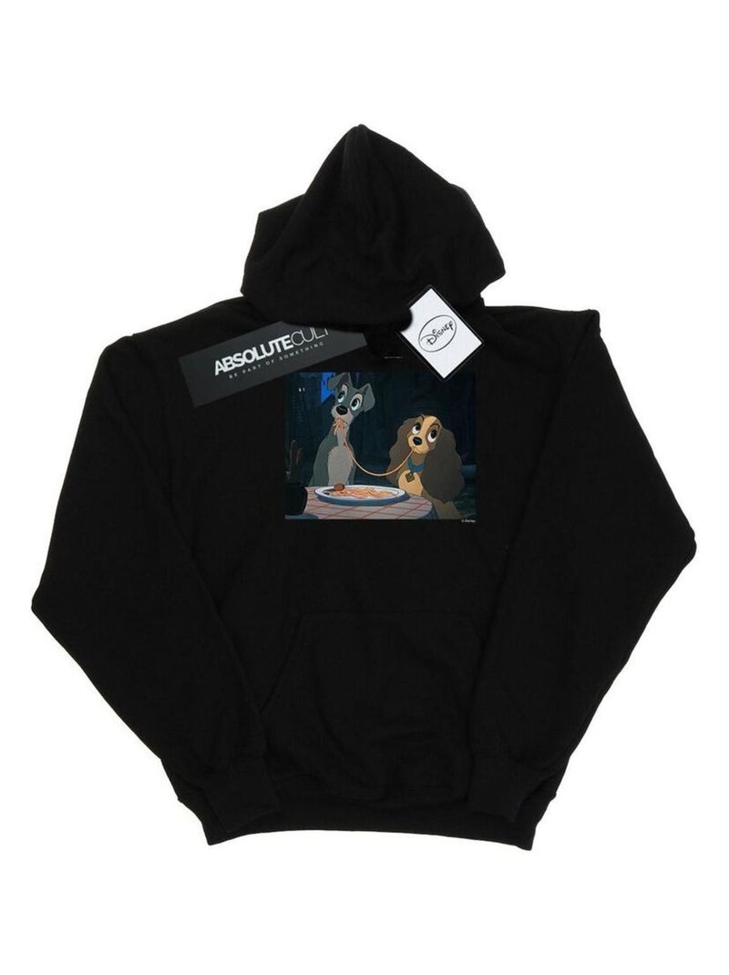 Disney - Sweat à capuche LADY AND THE TRAMP SPAGHETTI SLURP Noir - Kiabi