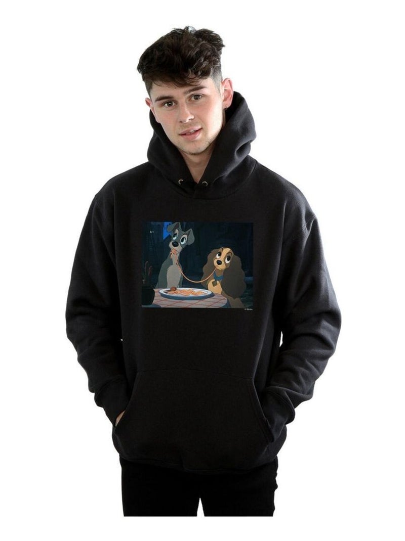 Disney - Sweat à capuche LADY AND THE TRAMP SPAGHETTI SLURP Noir - Kiabi